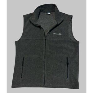 Columbia Fleece Full Zip Vest Charcoal Gray Mens Size M 1645341